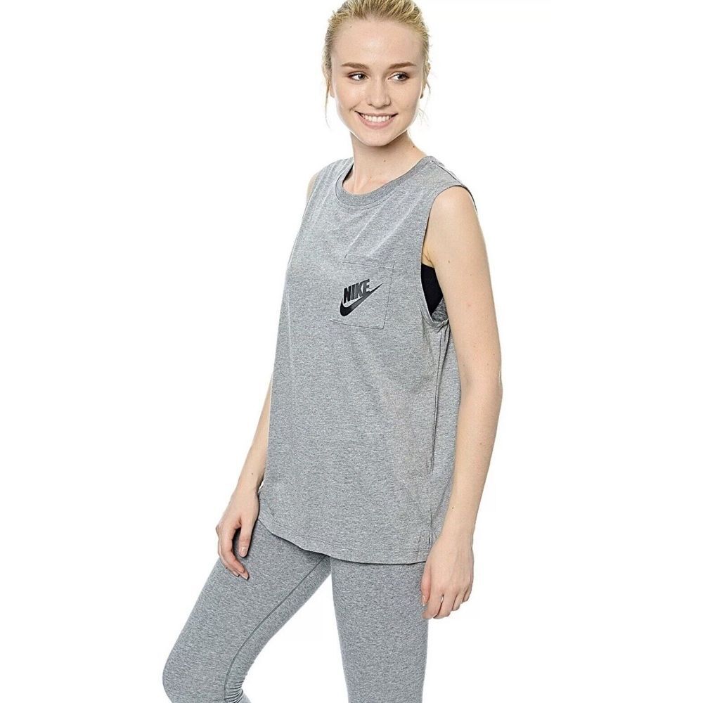 Nike Women's Tank Top Activewear Shirt Muscle Tee Gray 743970-091 XS